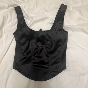 H&M Black Satin Crop Top